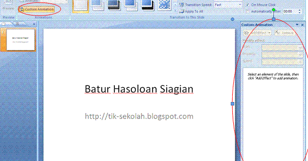 Belajar Tik Penggunaan Animasi  Pada Ms PowerPoint 2007