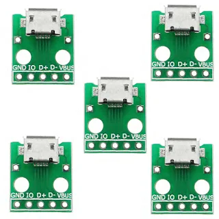 PCB Micro USB To Dip Female Socket B Type Microphone 5P Patch To Dip 2.54mm 5pcs hown-store