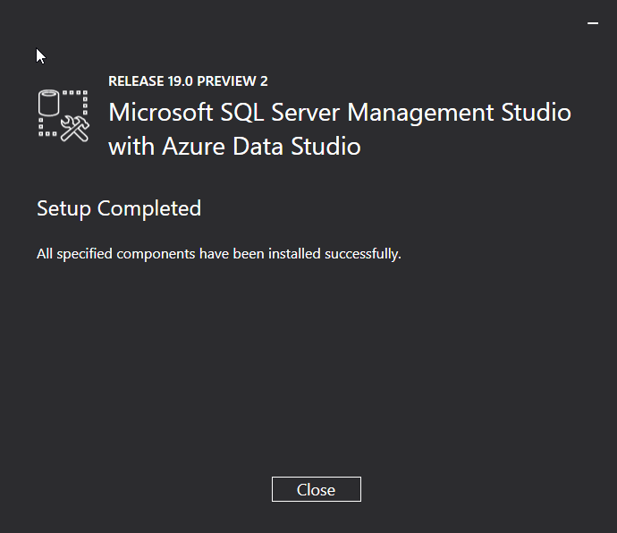 SQL Server Management Studio 19.0 Preview 2