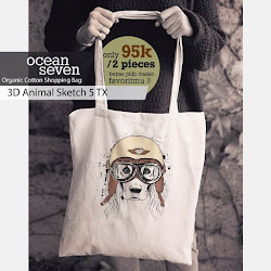 OceanSeven_Shopping Bag_Tas Belanja__Nature & Animal_3D Animal Sketch 5 TX