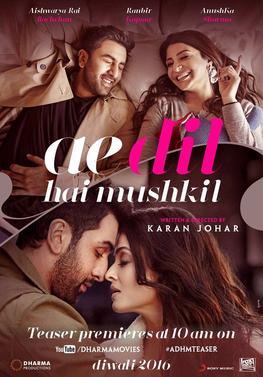 Alia Bhatt, Sidharth Malhotra Ae Dil Hai Mushkil Movie Box Office wiki, 9th higest Biggest Film of 2016 in bollywood, budget, Box Office, Collectons