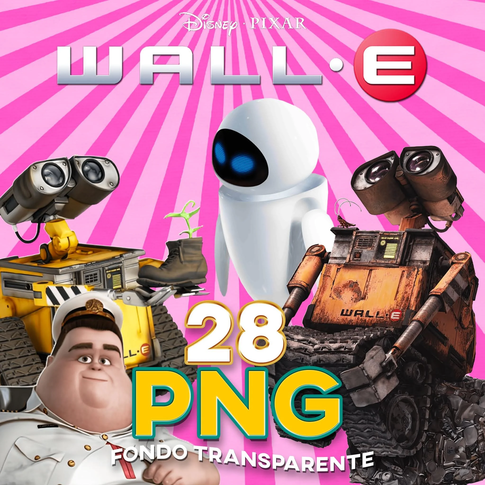 Imágenes con fondo transparente de los personajes de Wall E