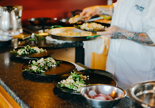 Chef Adam Perrier prepping for another 5-star meal at Escott Logde