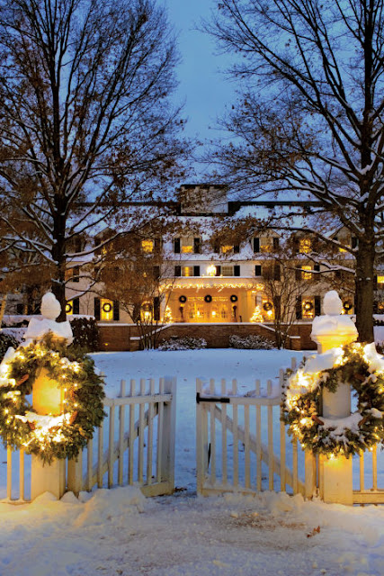 image result for beautiful Woodstock Inn exterior decorated for Christmas elegant sophisticated interior design