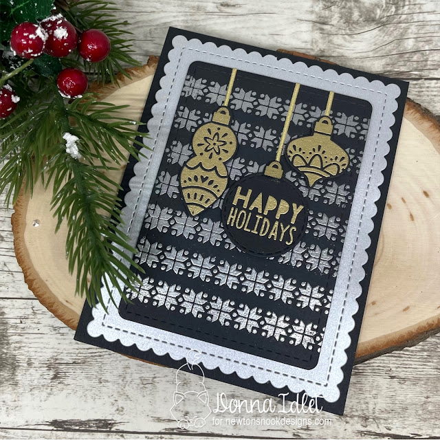 Donna Idlet, Newton's Nook Designs, Scandi Christmas Stamp Set, ornaments, Christmas card, embossing, NEW Release