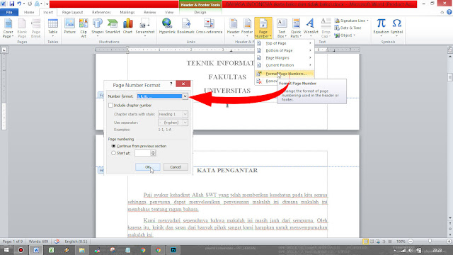 Cara Membuat Format Nomor Halaman Yang Berbeda di Word 2013 Dalam Satu Dokumen