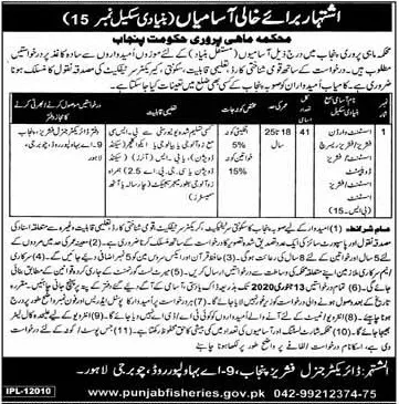 Fishers Department Punjab Jobs 2020