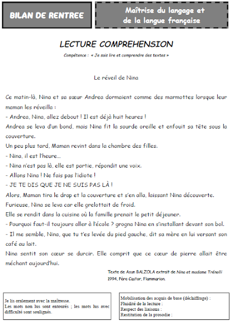 A L Encre Violette Evaluation De Rentree Ce1