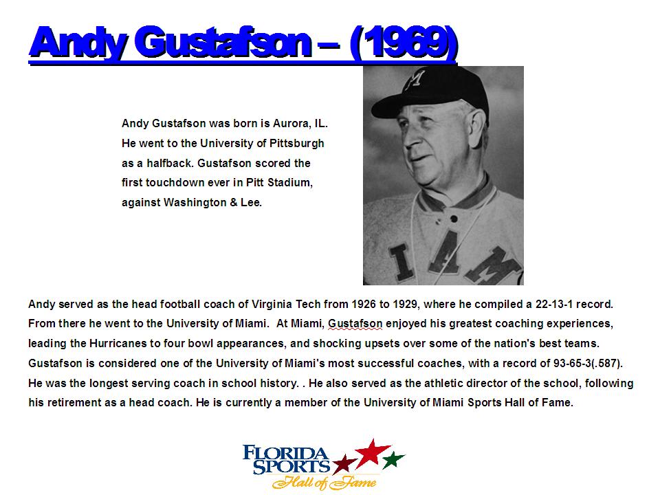  Gustafson Andy UM coach 19481963 Class of 1969 