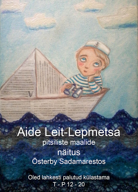 exhibition laced paintings sailor boat sea waves