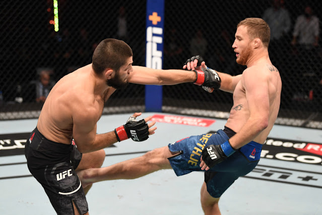 UFC 254 - Justin Gaethje Kicks Khabib Nurmagomedov