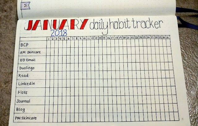 Focus Word: Make Progress in 2018 -- Bullet Journal -- Daily Habit Tracker | Taste As You Go