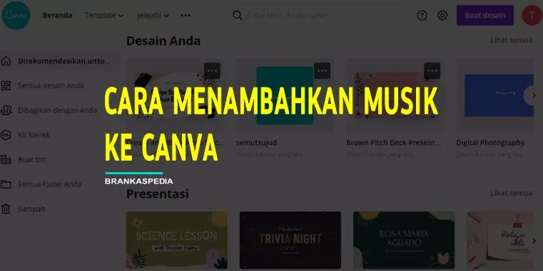 cara menambahkan musik ke canva