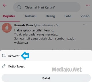 Cara ReTweet Di Twitter Lewat HP