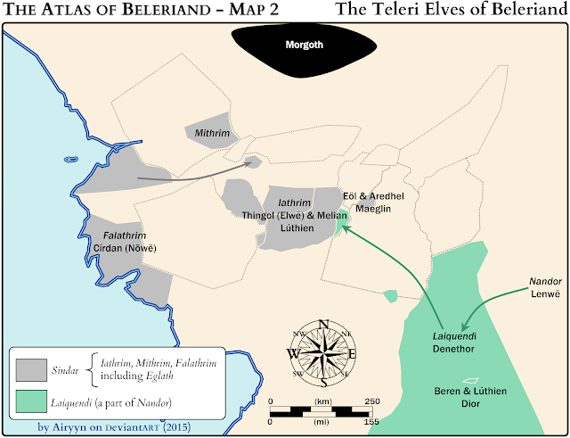 The Grey Elves of Beleriand (Atlas of Beleriand - Map 2)