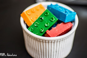 LEGO movie party coloured chocolate bricks