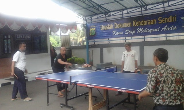 HUT Lantas, Samsat Depok Gelar Turnamen Tenis Meja