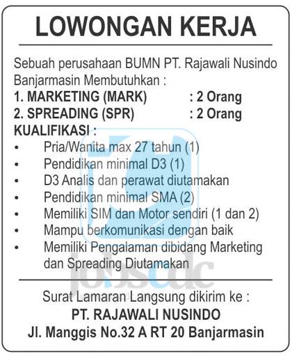 Posisi Marketing & Spreading di PT Rajawali Nusindo  Info 