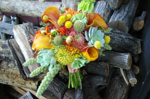 teal and yellow wedding flowers