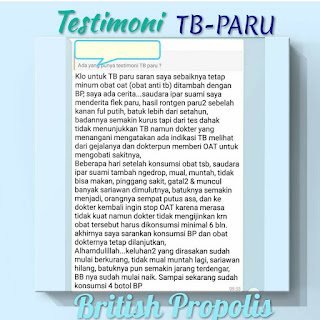 Testimoni British Propolis untuk TB tuberkulosis Paru tb tulang tb kelenjar