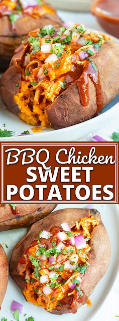 BBQ Chicken Stuffed Sweet Potatoes