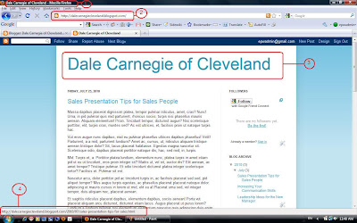 Screenshot The title page of our Dale Carnegie Sample blog with posts having separate pages.