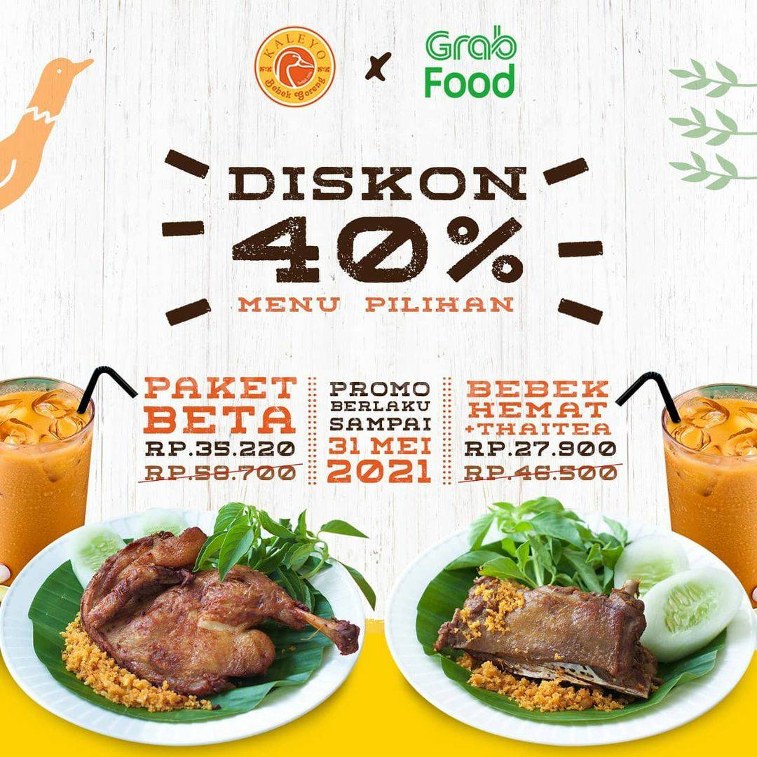 Promo BEBEK KALEYO DISKON 40% via GRABFOOD