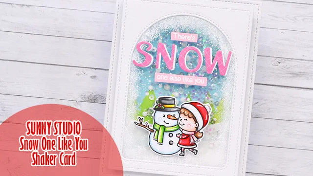 Sunny Studio Stamps: Snow One Like You Card by Marine Simon (featuring Stitched Arch Dies, Chloe Alphabet Dies)