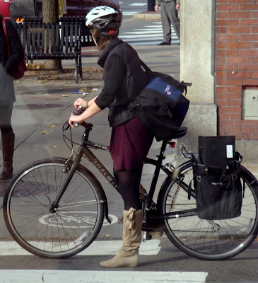 fringed suede boots on a bike