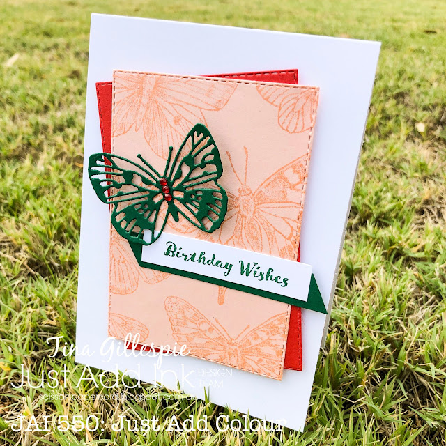 scissorspapercard, Stampin' Up!, Just Add Ink, Butterfly Brilliance, Itty Bitty Birthdays, Brilliant Wings Dies, Stitched Rectangles Dies