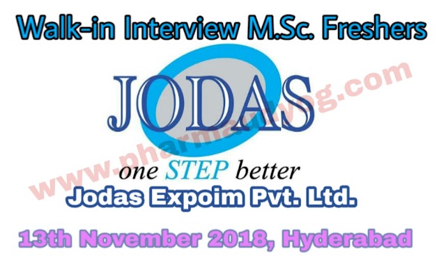 Jodas Expoim | Walk-In Interview For M.Sc. Freshers | 13th November 2018 | Hyderabad