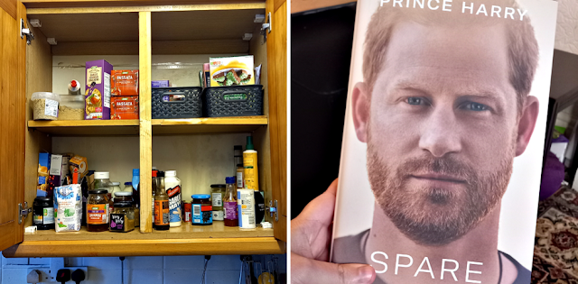 A tidied cupboard and Prince Harry's book