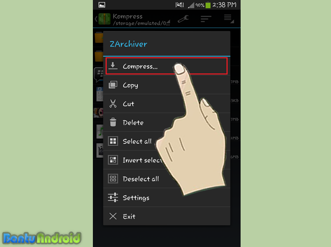 menu zarchiever