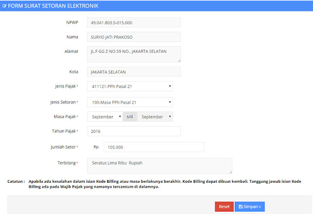 Cara Buat Kode Billing SSE Pajak - Surat Setoran Elektronik via DJP Online