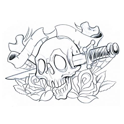 skull tattoo with flowers. popular tattoo designs