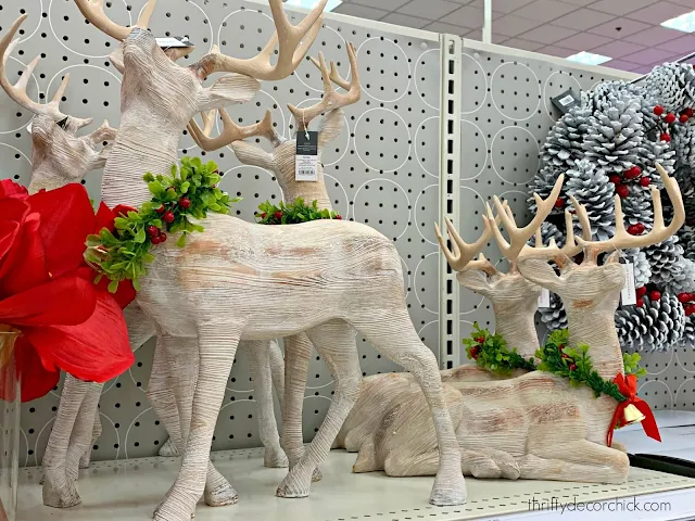 Large wood reindeer figurines 