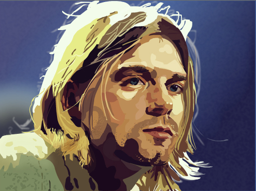 Here is a portrait of Kurt Cobain created in vector with Adobe Flash