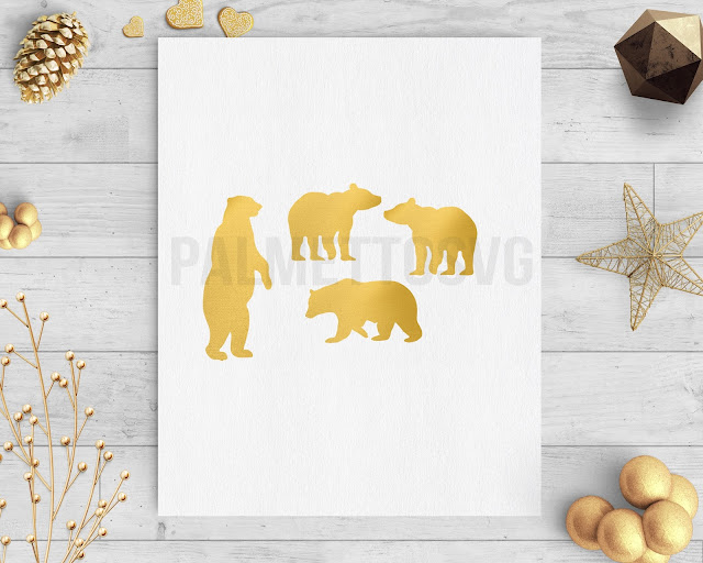 gold foil bear clip art svg dxf silhouette cricut downloads