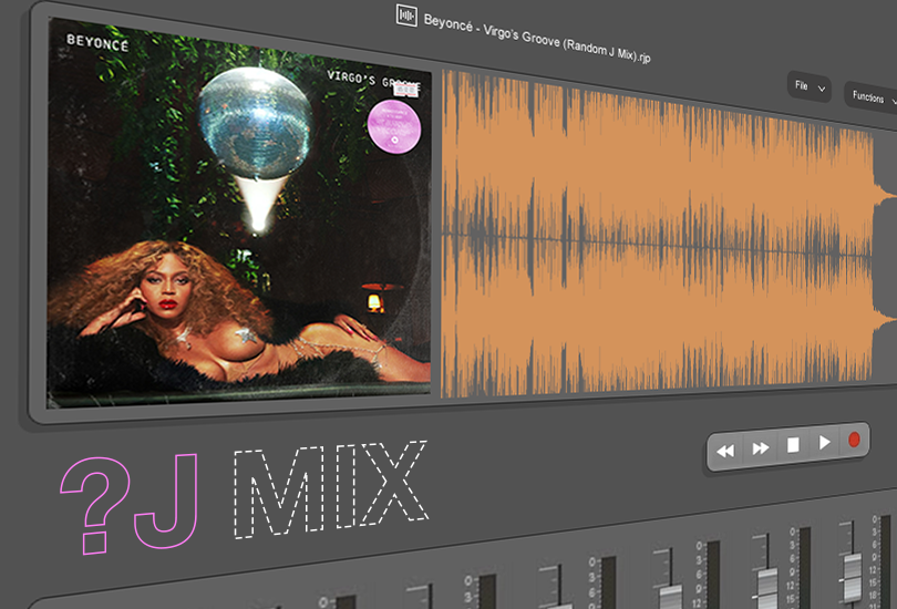 A post header image, featuring the interface of audio editing software, and an image of the cover artwork for my mix of Beyoncé’s “Virgo’s Groove”.
