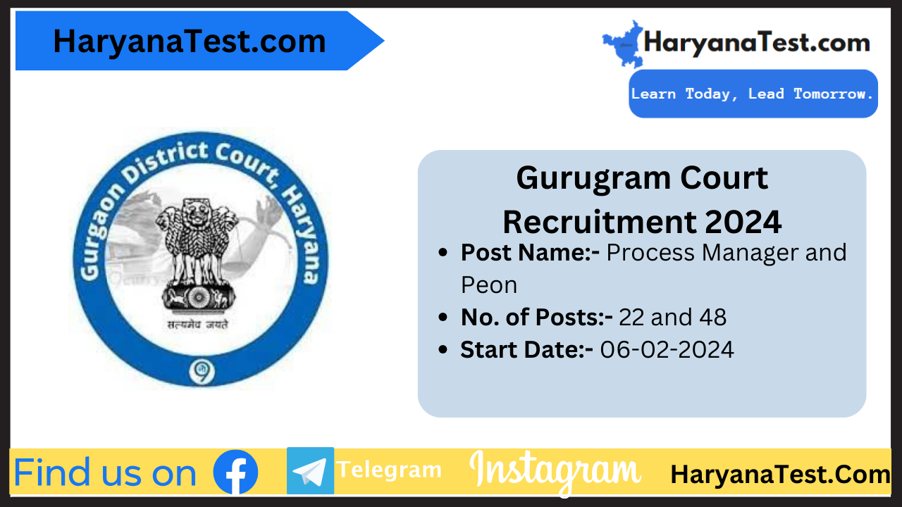 Gurugram High Court Process server and Peon Recruitment 2024