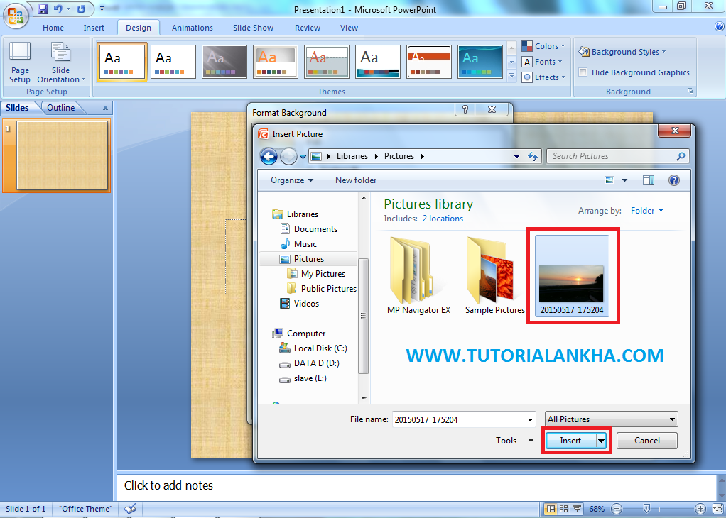 Cara merubah tampilan background dengan gambar sendiri di PowerPoint