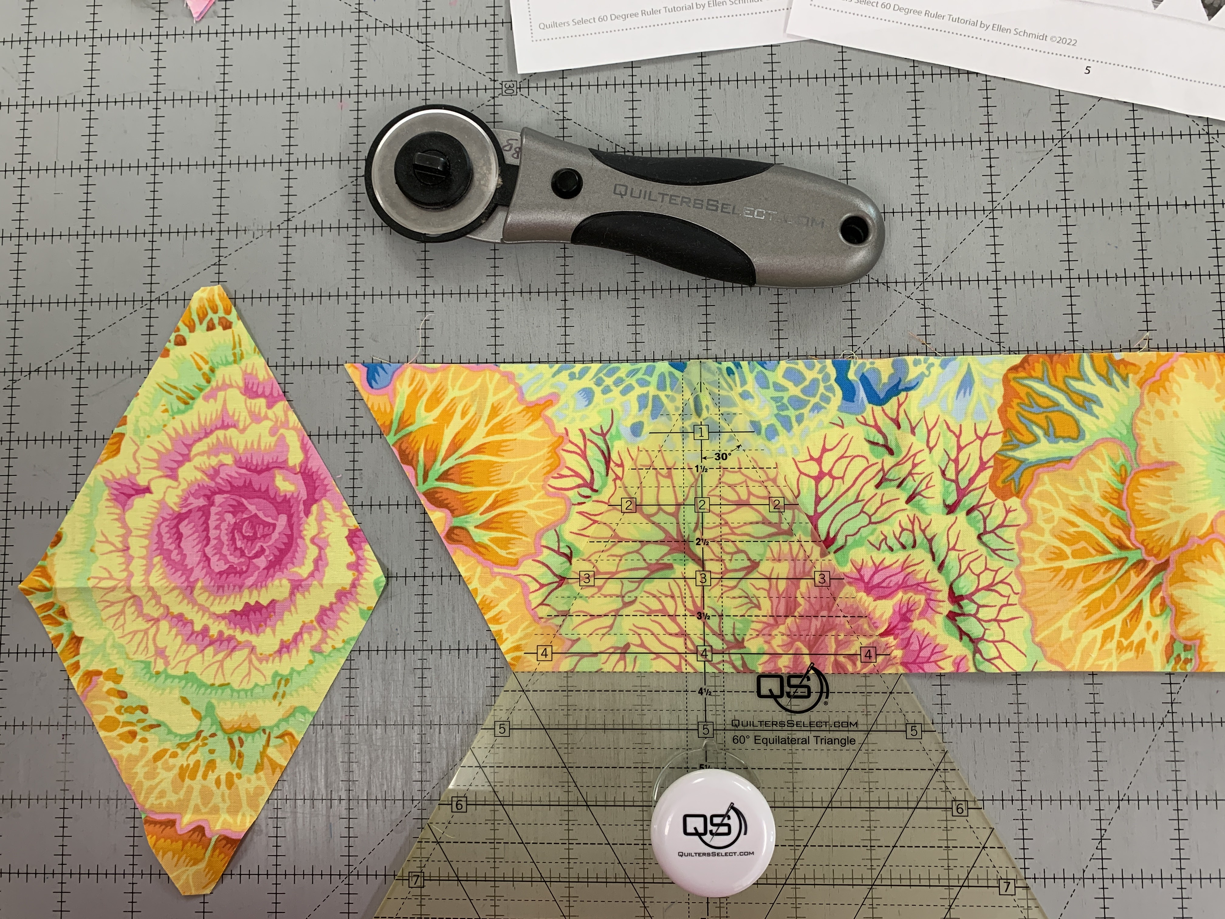 Dee's Saturday Sampler – Using Quilters Select's New 60 Degree Triangle &  Half Square Combo Rulers 