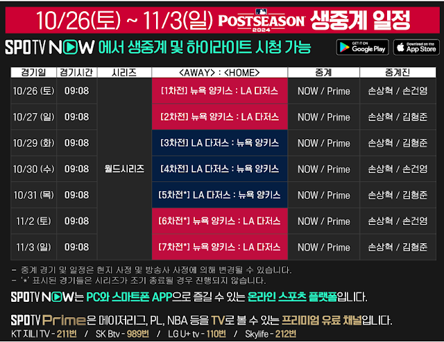 2024 월드시리즈 중계