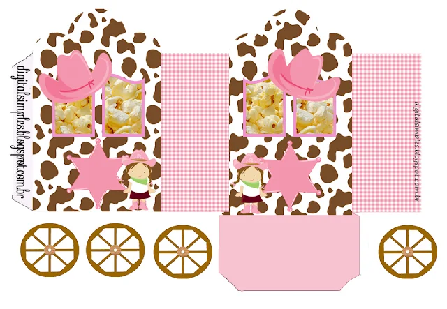 Brunette Little Cowgirl Free Printable Carriage Box.