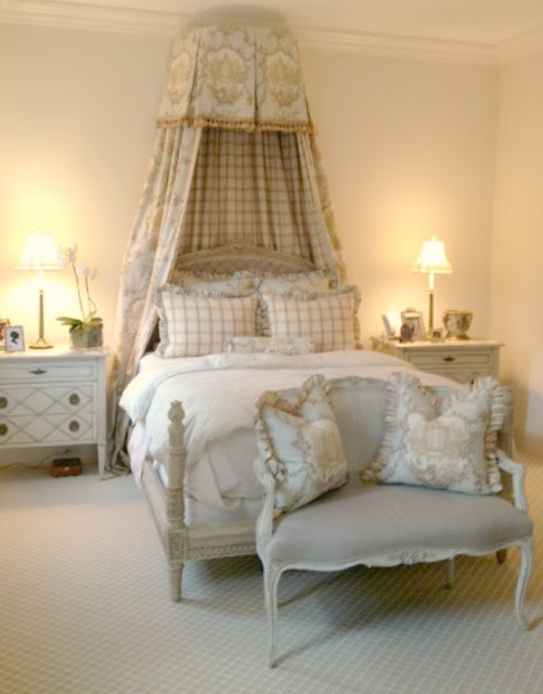 Sophisticated French inspired neutral decor Enchanted Home bedroom in French chateau