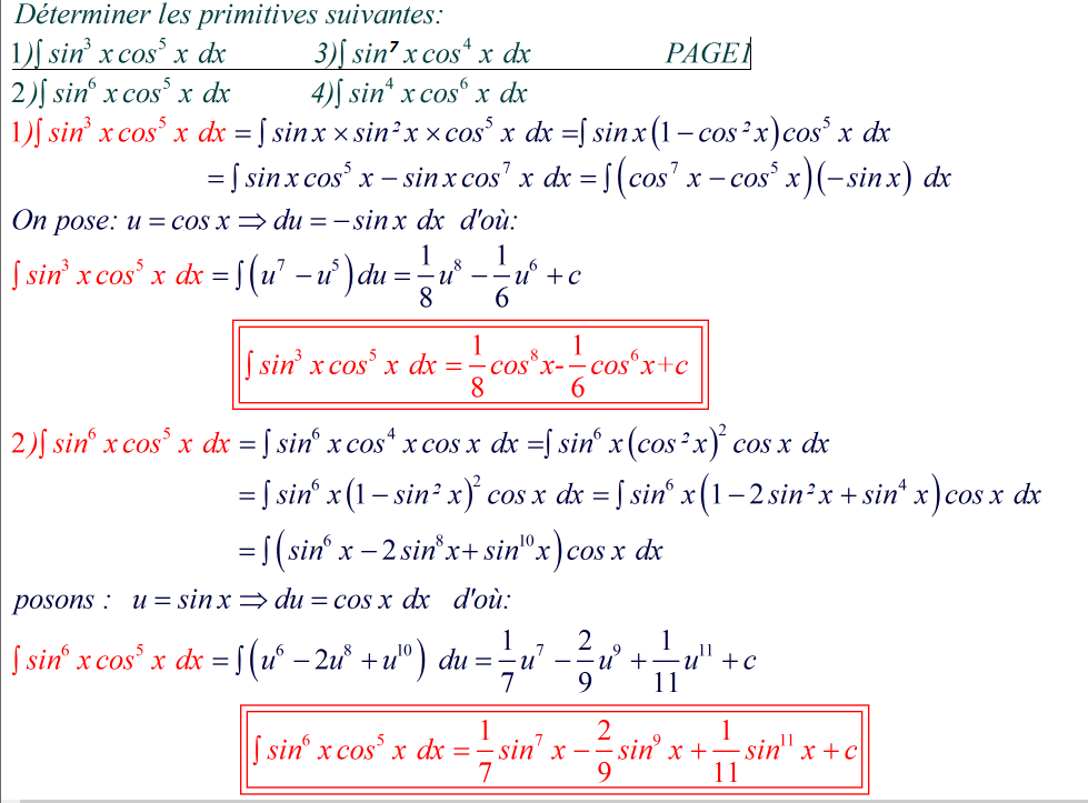 On peut se passer de la linearisation pour déterminer cette primitive