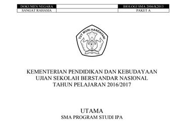 Soal USBN Biologi SMA/MA 