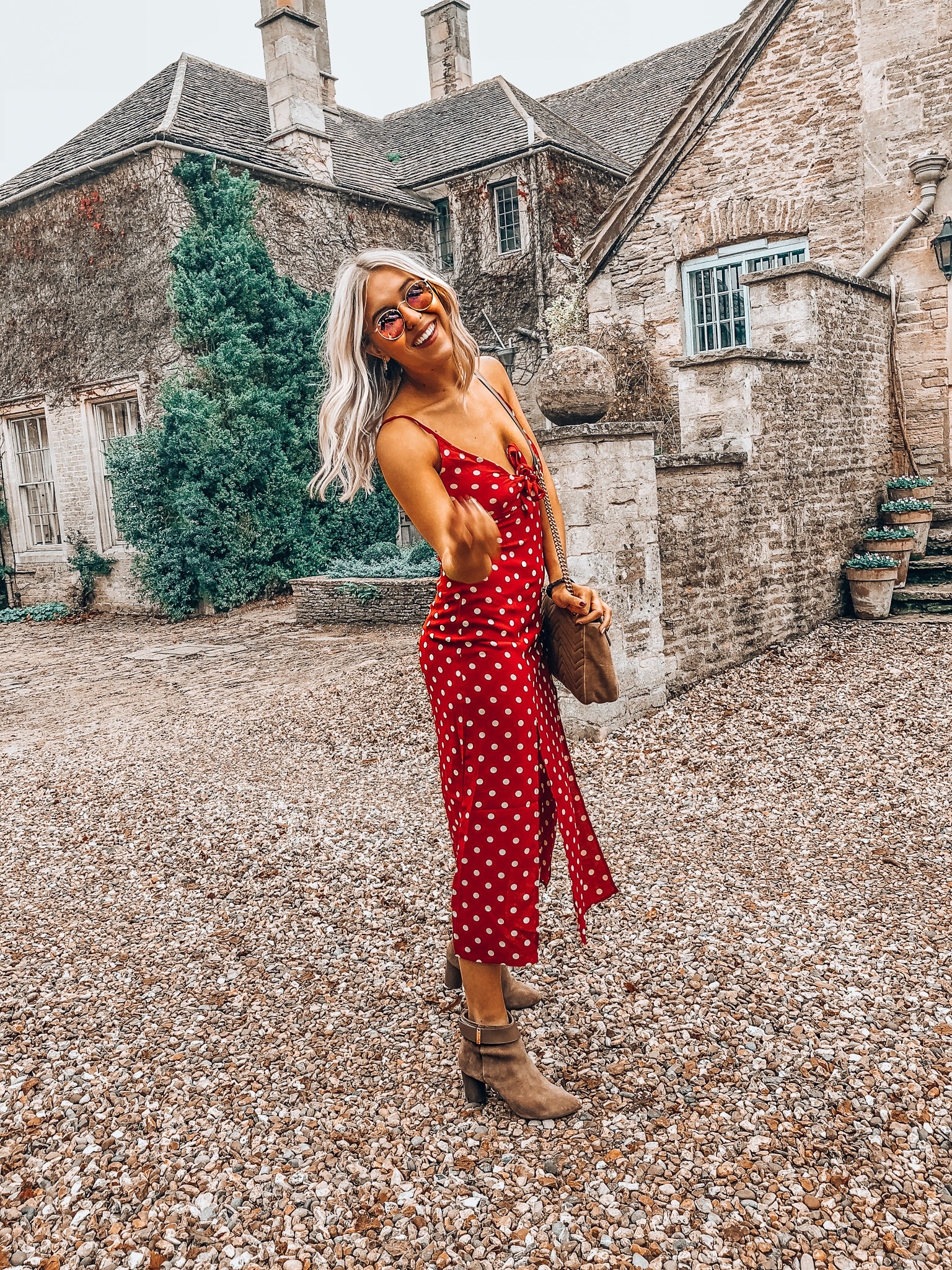 red polka dress