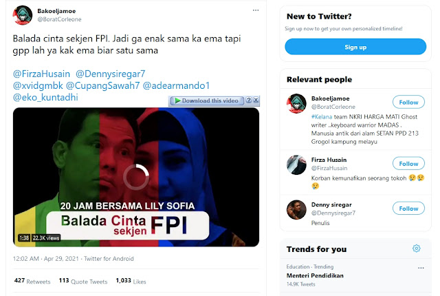 Video Balada Cinta Bersama Lily Sofia Jadi Sorotan Usai Penangkapan Munarman.lelemuku.com.jpg