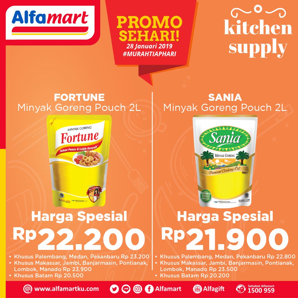 #Alfamart - #Promo Sehari Minyak Goreng Fortune 2L & Sania 2L (28 Jan 2019)